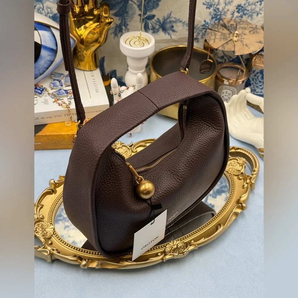 🆕 OROTON 🧿 NWT Clara Mini Convertible Crossbody Bag, Bear Brown Leather